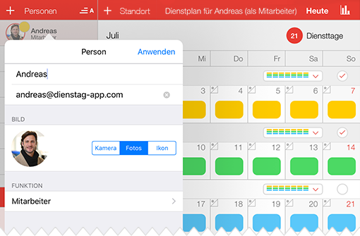 Screenshot zum Daten editieren