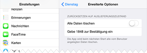 Screenshot zum Löschen